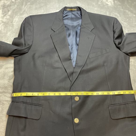 Vtg H Freeman & Son Suit Jacket Blazer Mens 42L Black Wool 2 Gold Button Vented - Picture 10 of 14
